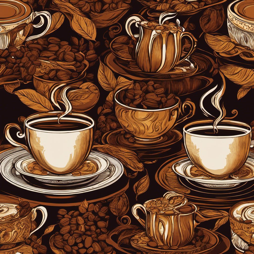An image capturing three cups of coffee, each with a different roast - a lightly roasted coffee emitting a bright golden hue, a medium roast showcasing a warm chestnut color, and a dark roast exuding a rich, deep brown tone