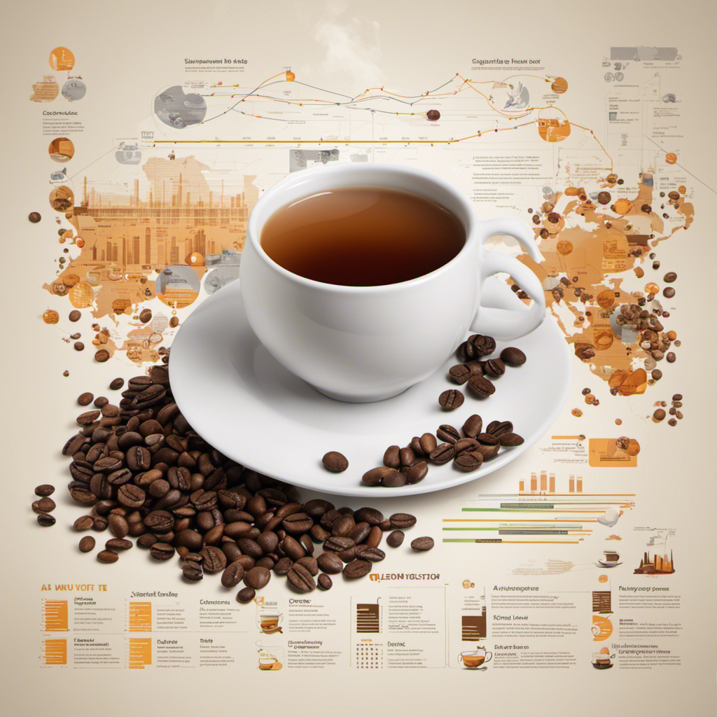 An image showcasing a steaming cup of tea, surrounded by data charts and graphs, with a prominent economist analyzing the beverage