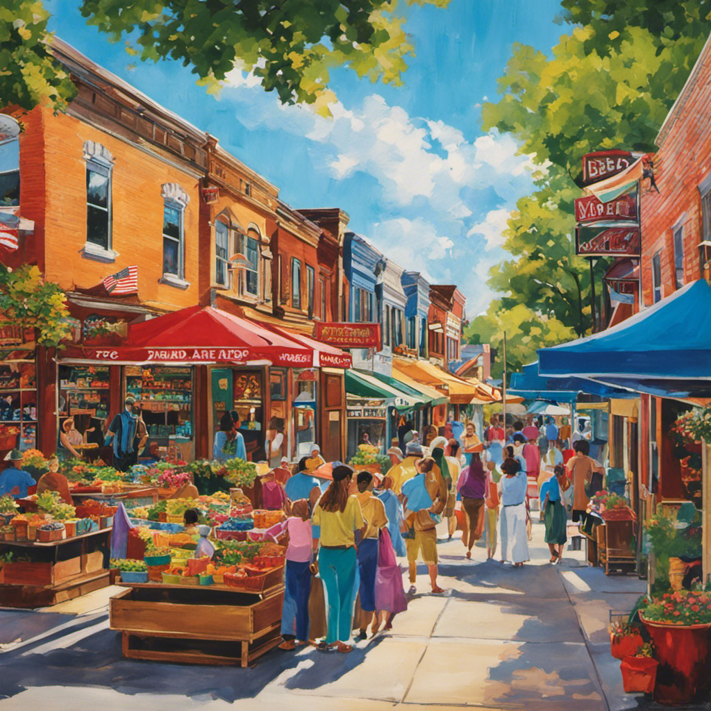 An image showcasing Round Lake, Illinois' vibrant streets, lined with colorful storefronts and bustling markets