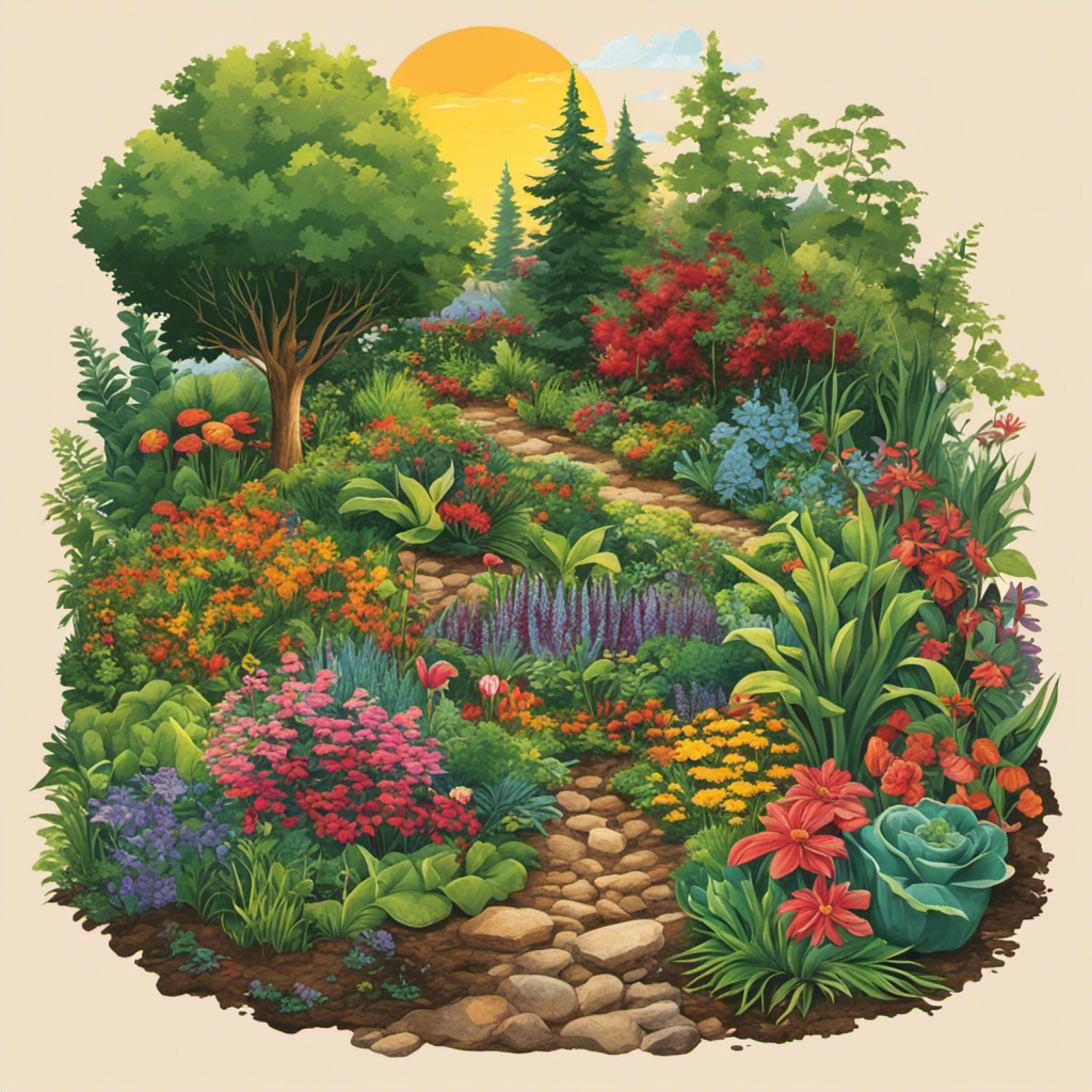 An image showcasing a lush garden bed with vibrant, healthy plants thriving in nutrient-rich soil