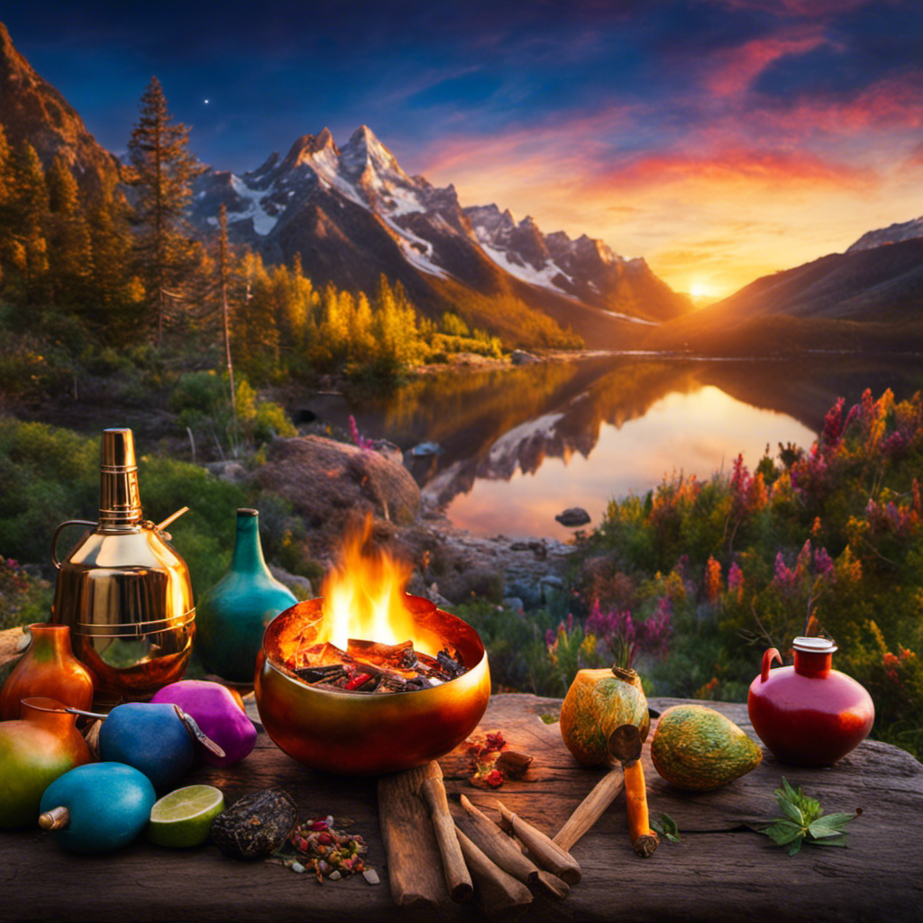 An image that captures a vibrant, lively outdoor scene with a cozy campfire