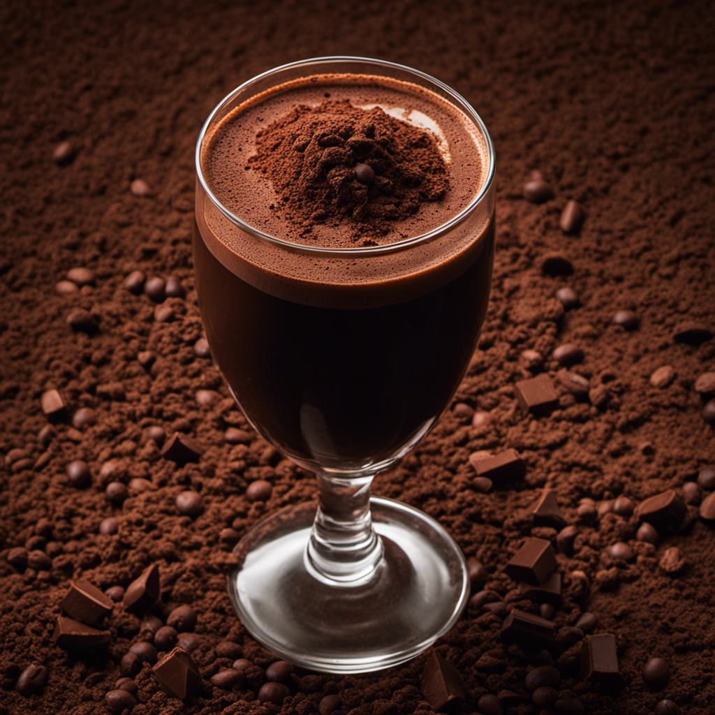 An image showcasing a luscious, velvety dark chocolate drink made with raw cacao powder