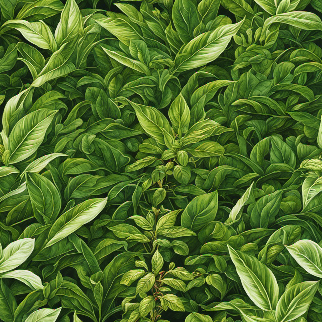 An image depicting a flourishing yerba mate plant, its vibrant green leaves basking in sunlight, while delicate roots intertwine with rich, fertile soil