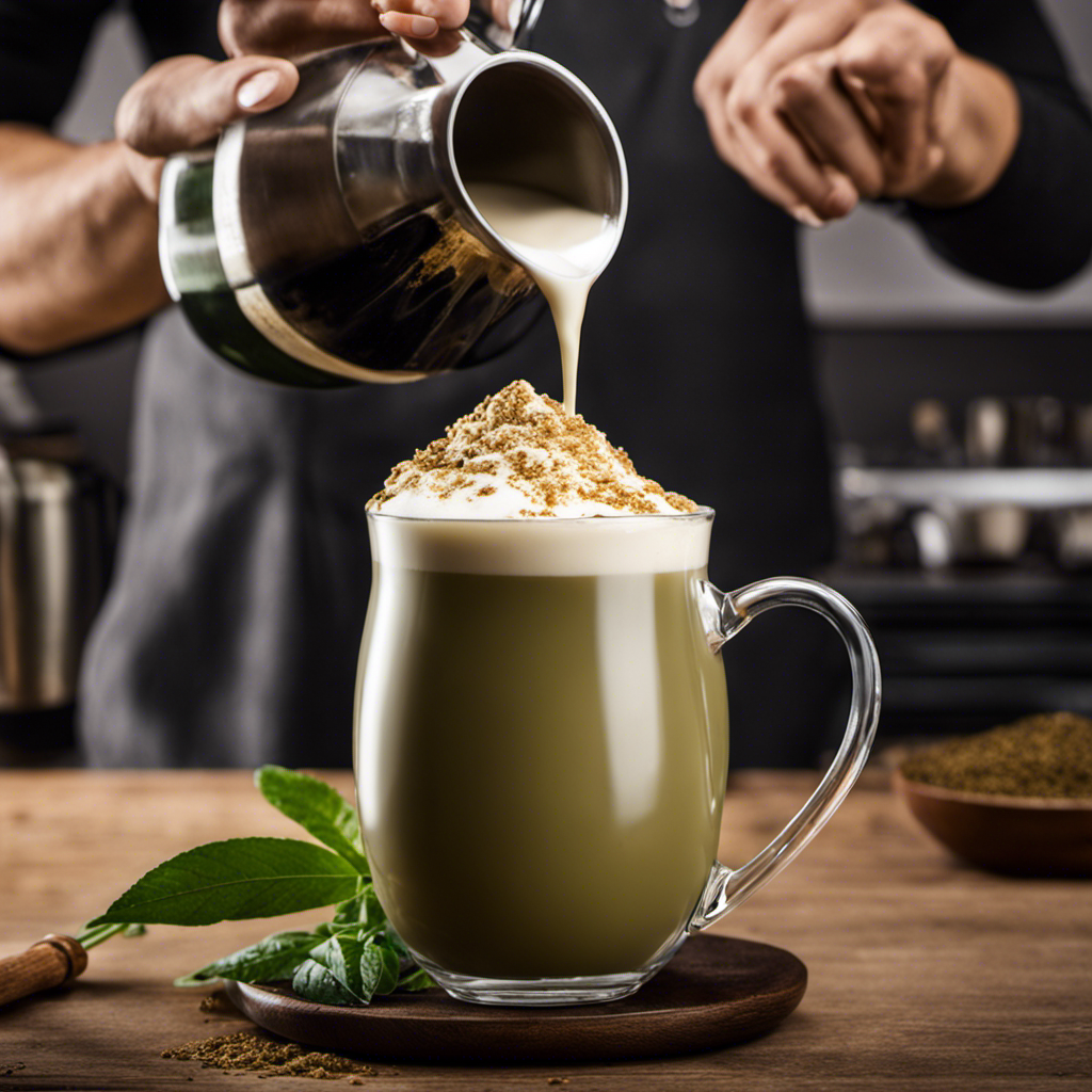 An image showcasing the preparation process of a Yerba Mate Latte
