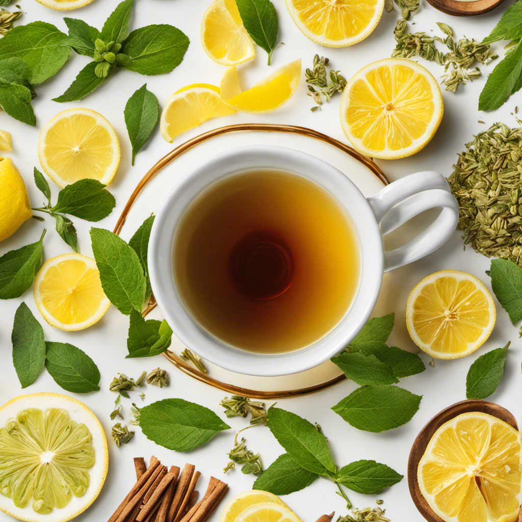 An image showcasing a steaming cup of Yerba Mate tea with a vibrant assortment of natural additions like fresh lemon slices, fragrant mint leaves, and a drizzle of golden honey, inviting readers to explore delightful flavor combinations