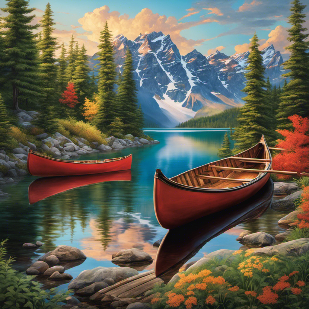 An image showcasing the vibrant Canadian landscape, with a serene lakeside scene