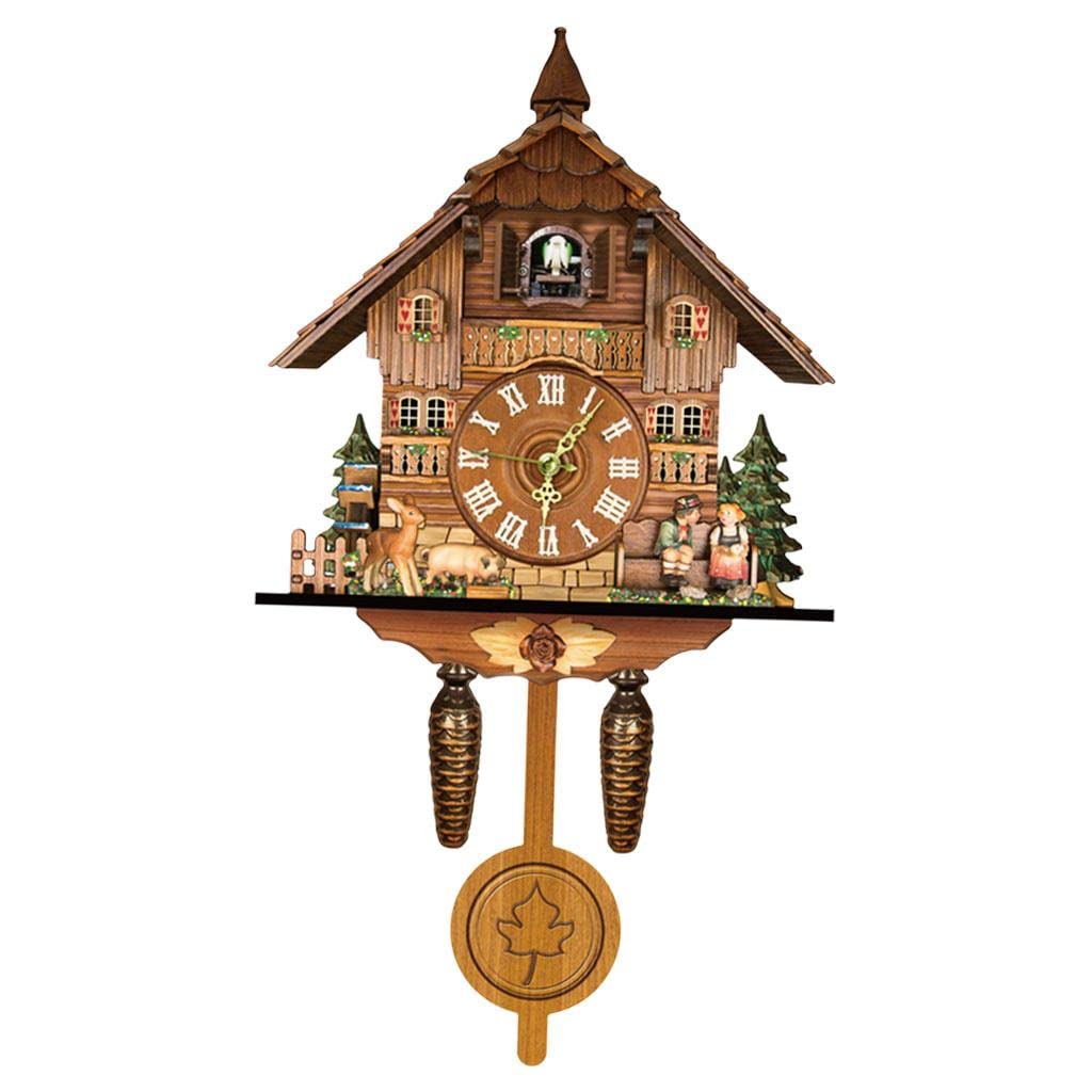 Leefasy Cuckoo Wall Clock Vintage Wooden Clock Decor Excellent Gift