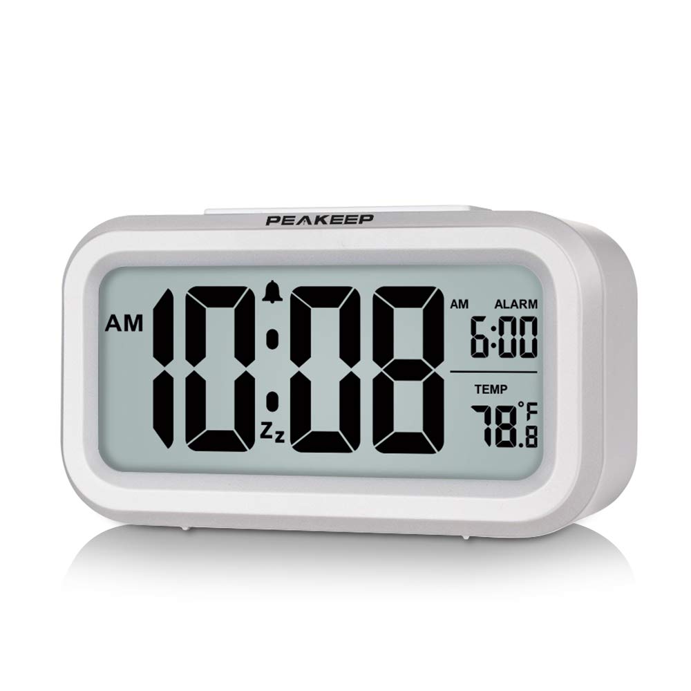 Peakeep Smart Night Light Digital Alarm Clock with Indoor Temperature