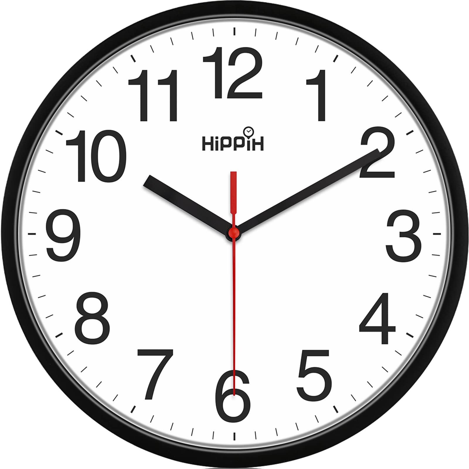 HIPPIH Clock Black Wall Clock Silent Non Ticking Quality Quartz - 10 Inch Round Easy to Read for Home Office & School Decor Clock Black 1