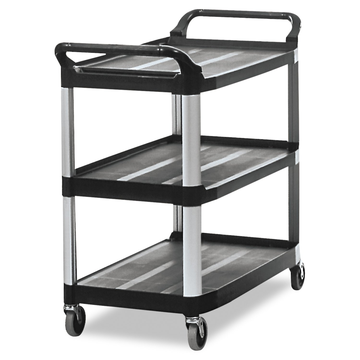 Rubbermaid Commercial Products Heavy Duty 3-Shelf Rolling Service/Utility/Push Cart