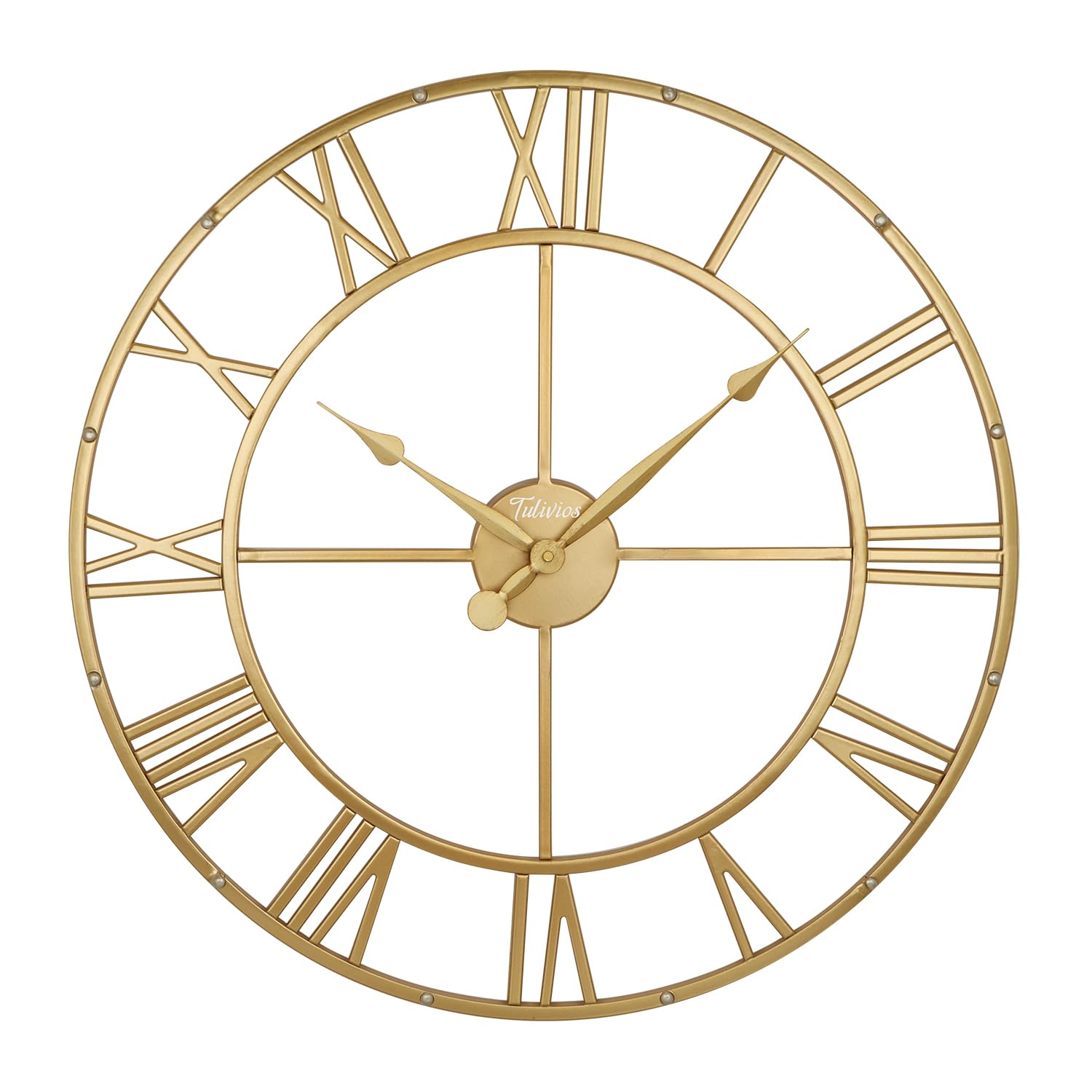 Tulivios Gold Metal Large Decorative Wall Clock