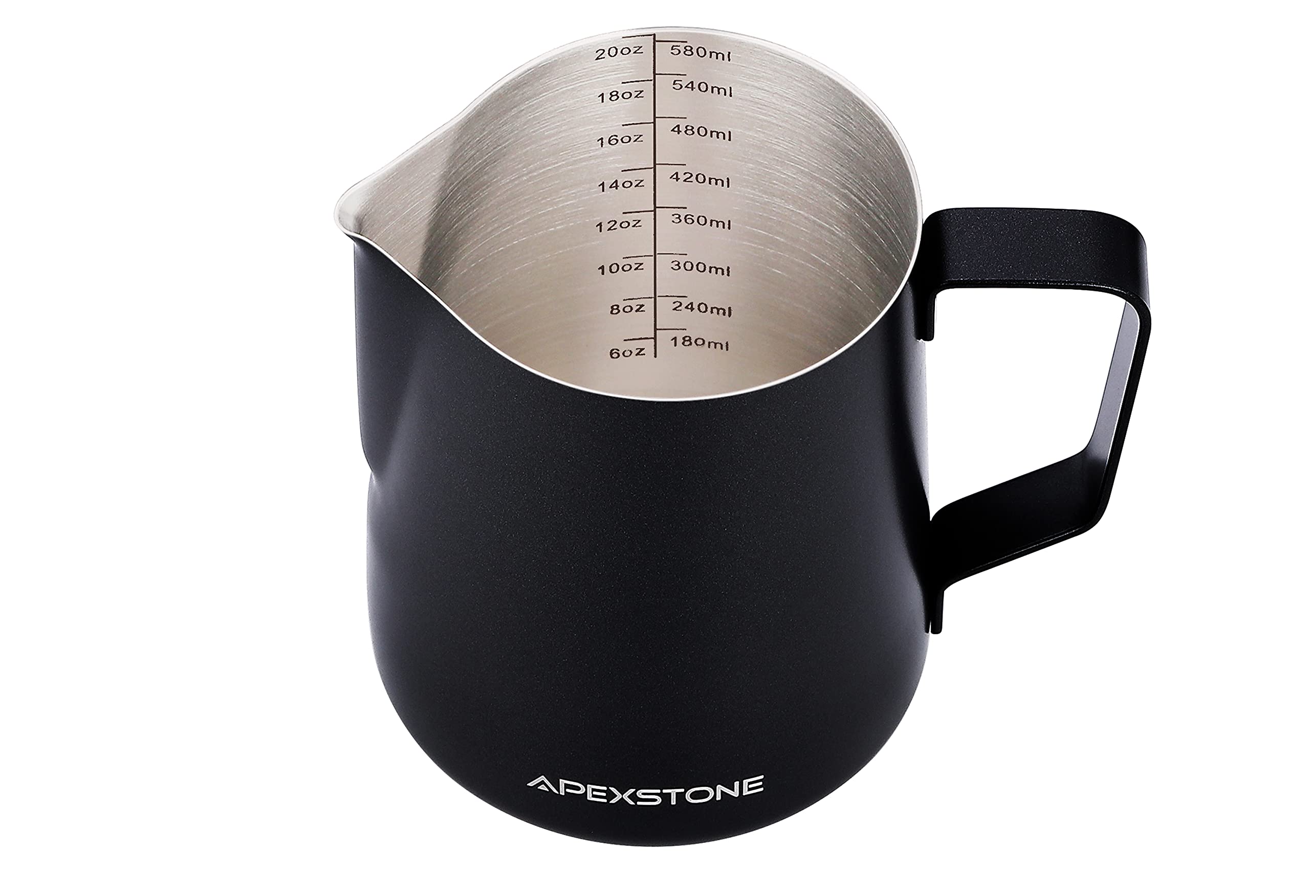 Apexstone 20 oz Black Espresso Steaming Pitcher