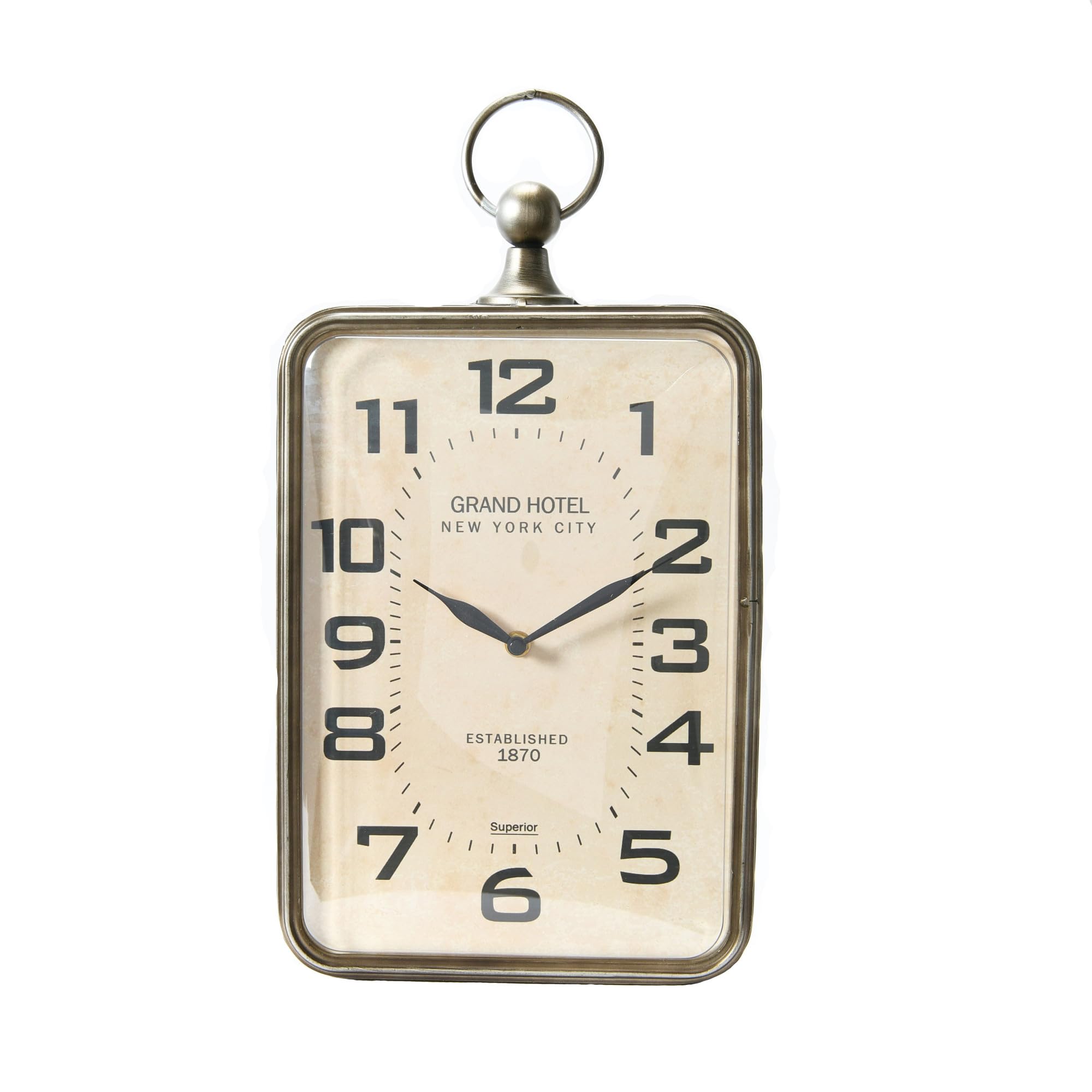 Creative Co-Op Rectangle Metal Hanging Wall Clock with Handle