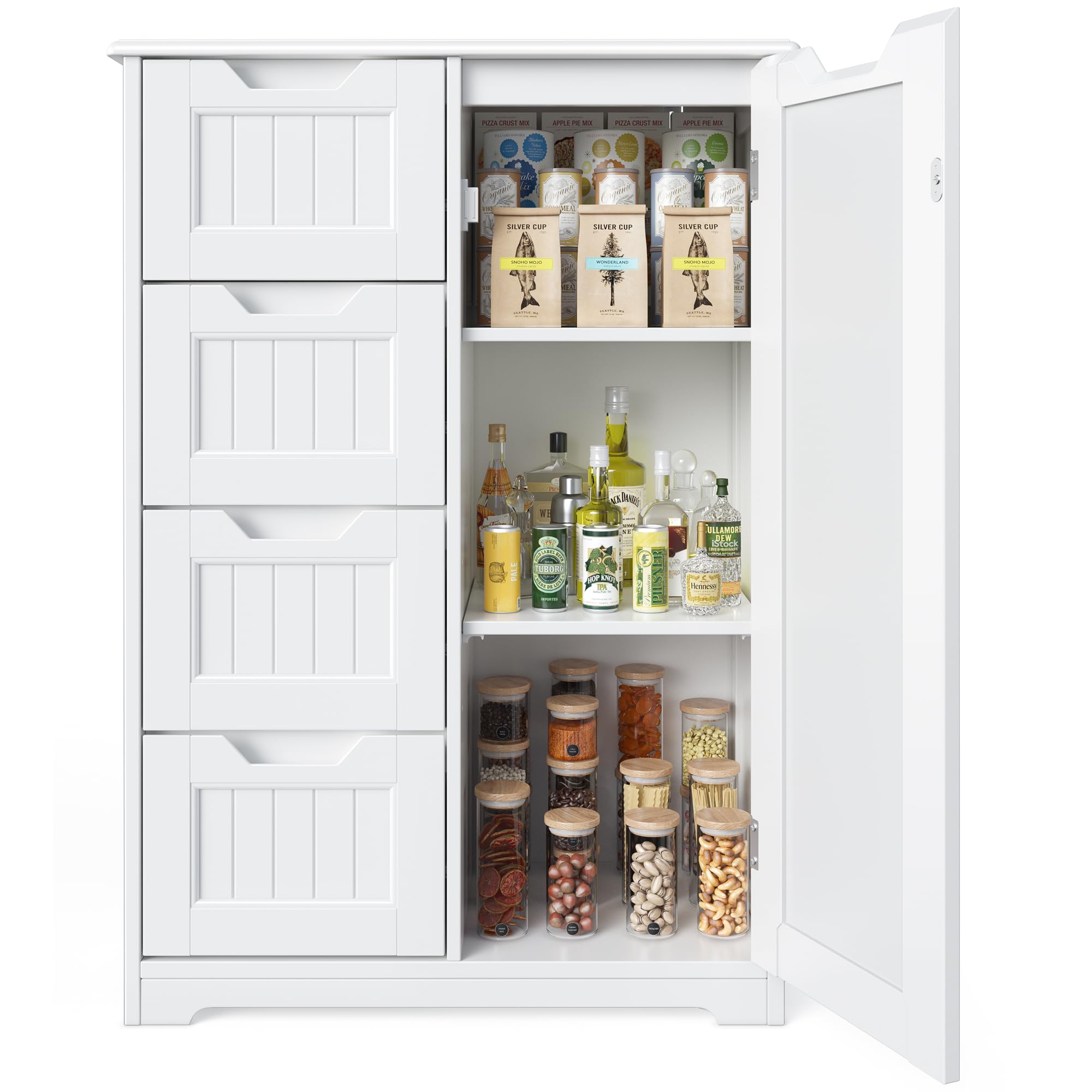 Gizoon 33" Small Kitchen Pantry Storage Cabinet with Door and Shelves
