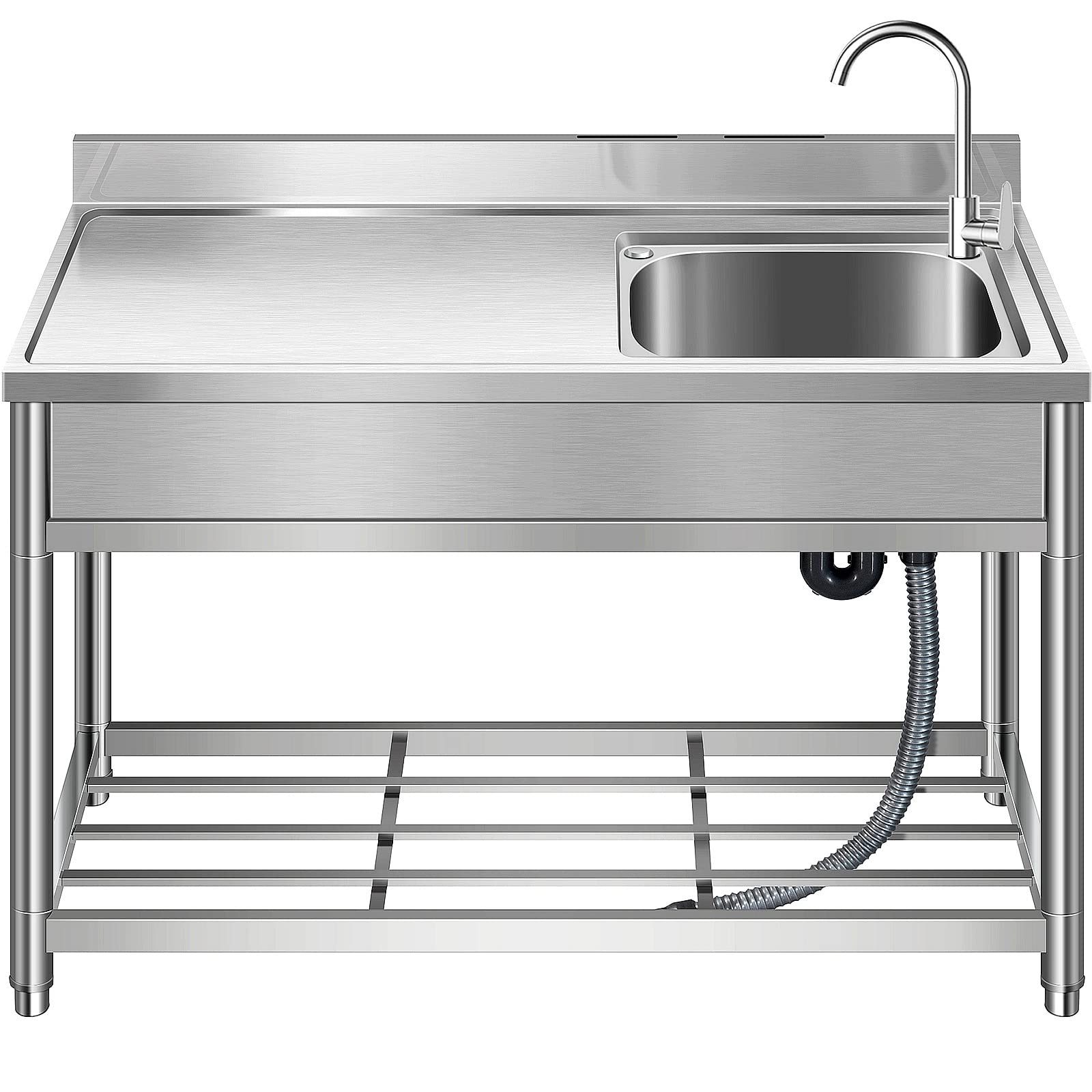 KINGBO Free Standing Stainless-Steel Single Bowl Sink Set