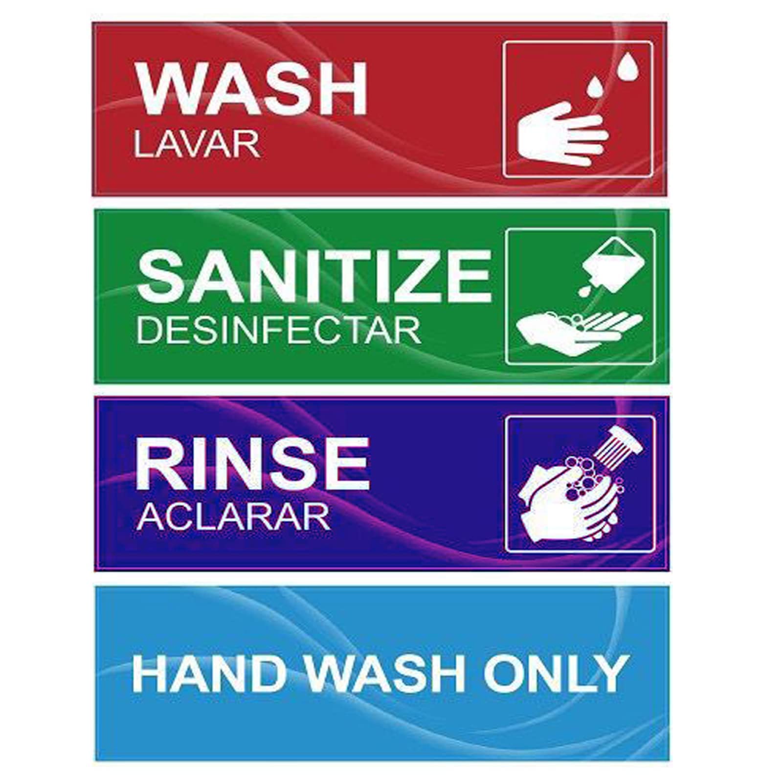 GIRCSS Wash Rinse Sanitize Sink Labels