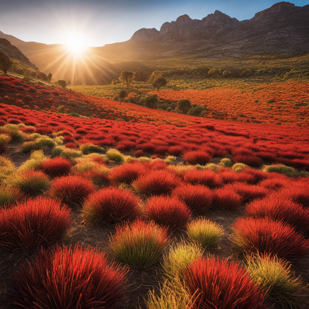 An image depicting a lush rooibos plantation in the sun-soaked Cederberg Mountains