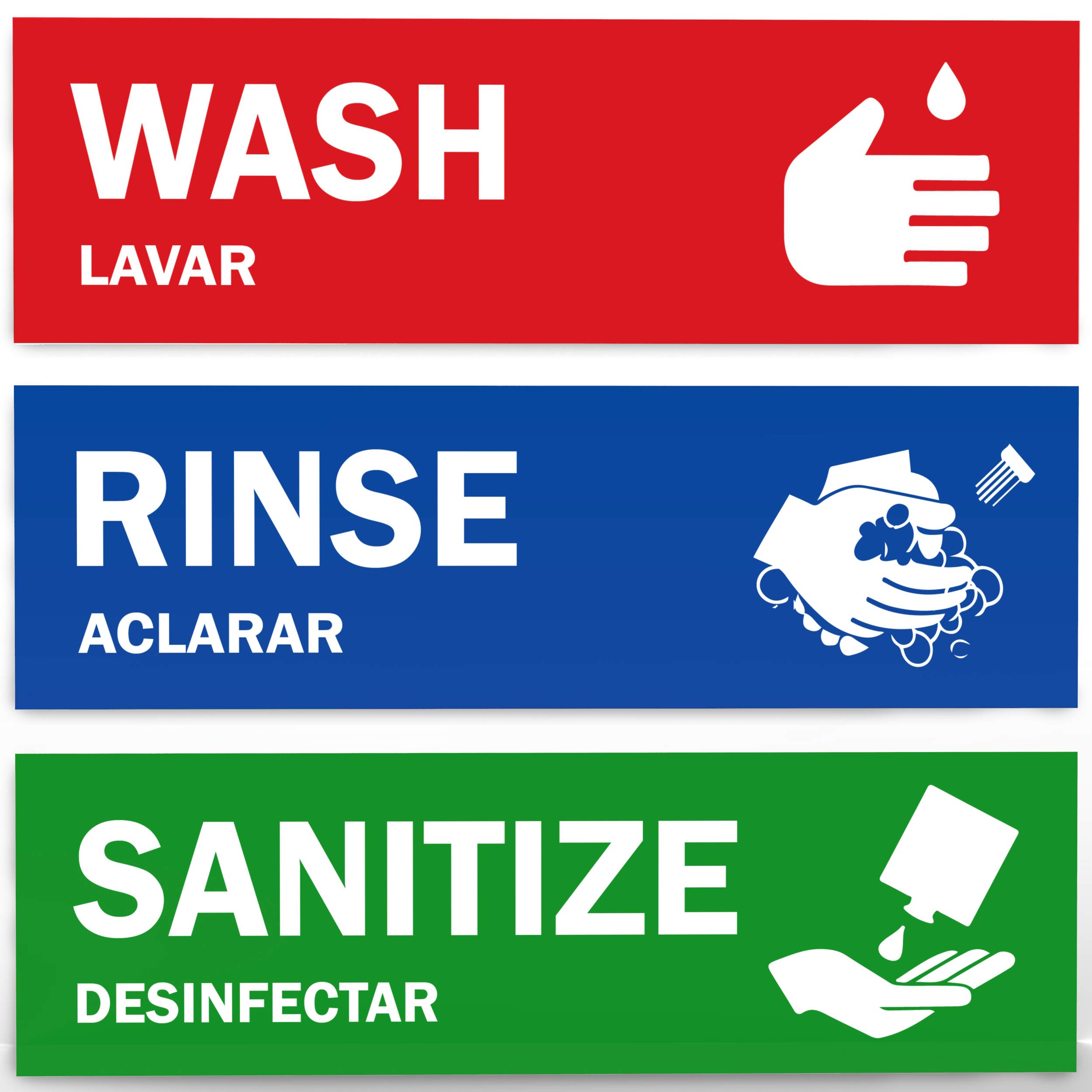 Assured Signs Wash Rinse Sanitize Sink Labels