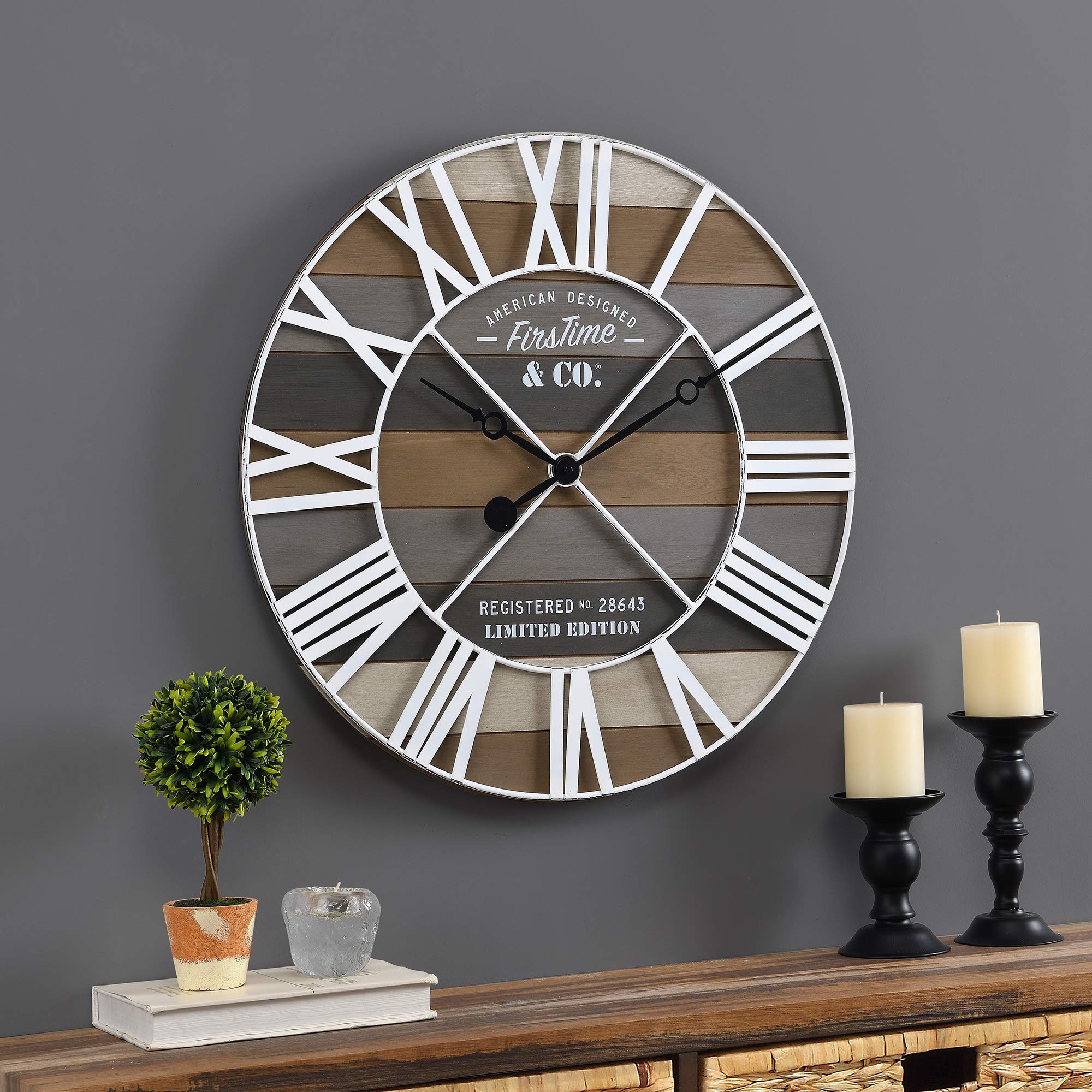 FirsTime & Co.® Gray Maritime Farmhouse Planks Clock