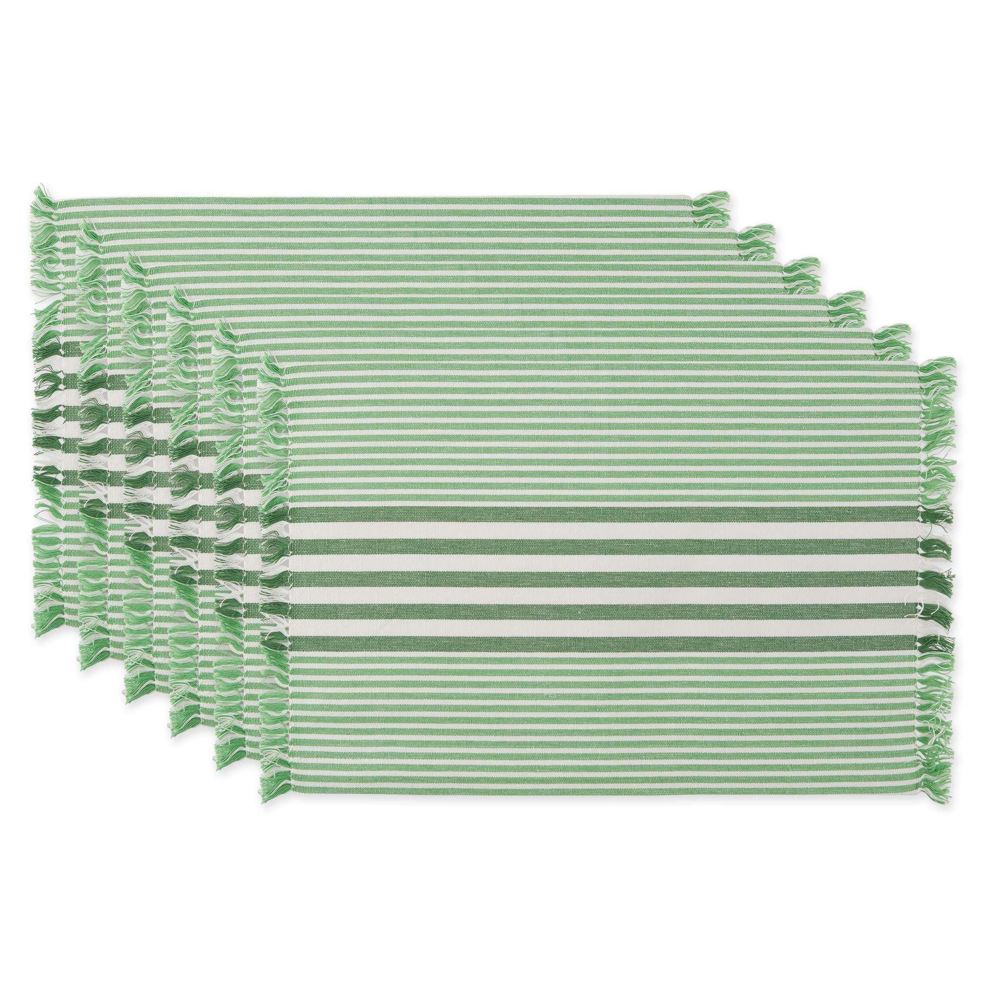 DII Multi Stripe Kitchen Tabletop Collection, Placemat Set, 13x19, Grass Green, 6 Piece Grass Green Placemat Set, 13x19"
