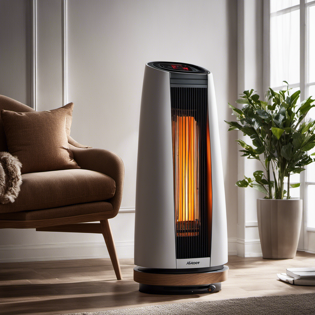 An image showcasing a sleek Aikoper space heater in action