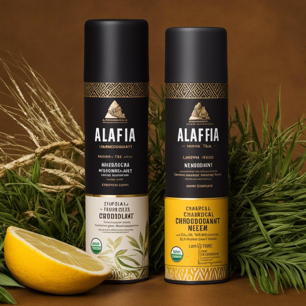 An image showcasing Alaffia's Charcoal, Turmeric & Neem Lemongrass Tea Tree Deodorant - 2