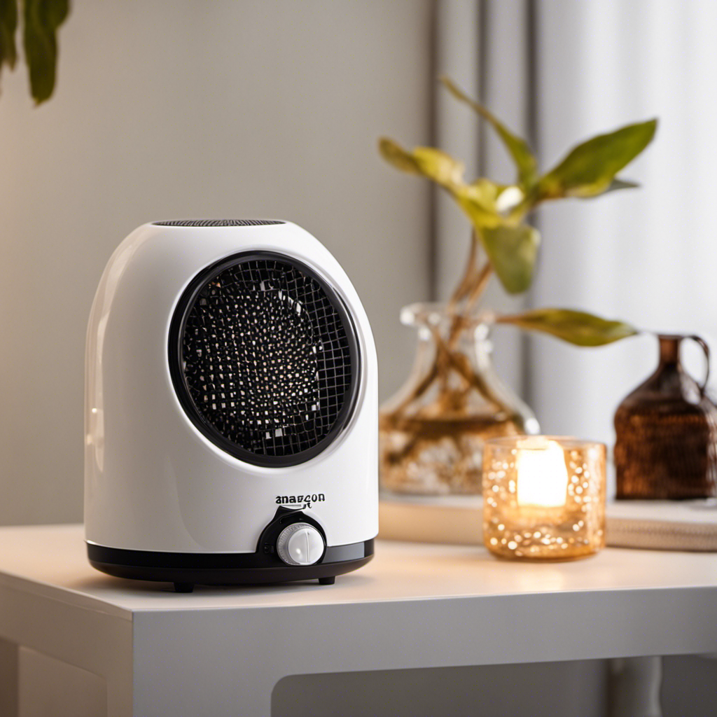 An image showcasing the Amazon Basics Ceramic Mini Heater in use