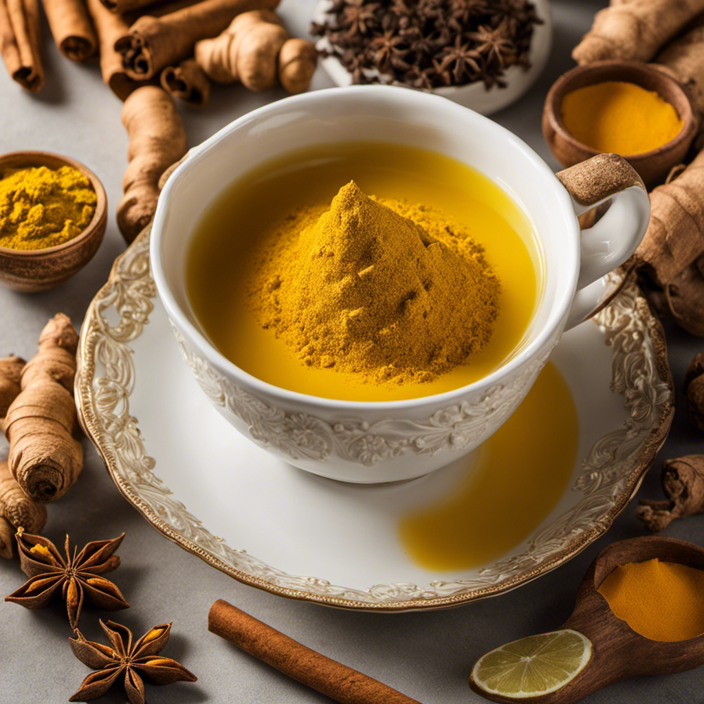 An image showcasing a steaming cup of Ayurvedic Turmeric Detoxify Tea