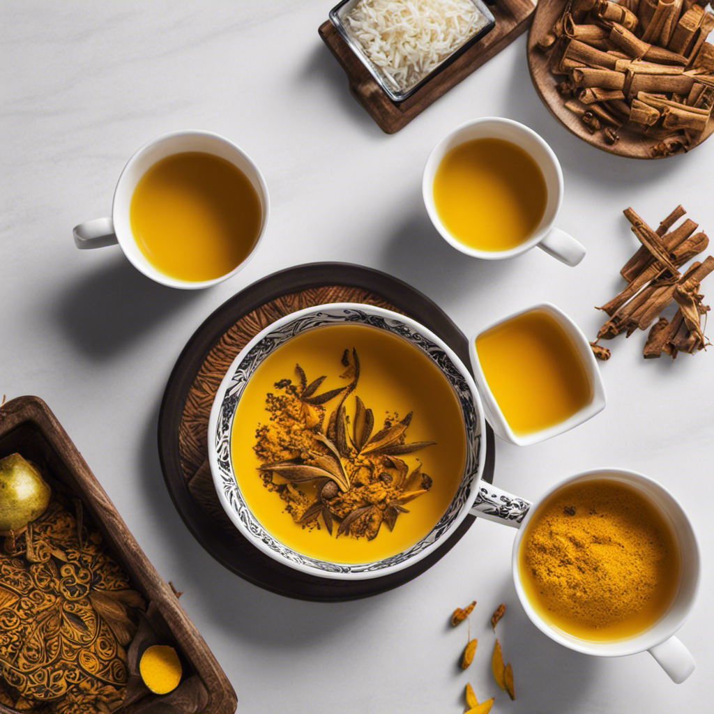 An image showcasing the vibrant culture of the Philippines through a steaming cup of aromatic turmeric tea