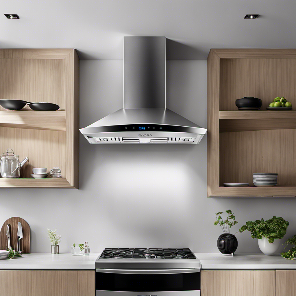 An image showcasing the elegant and streamlined design of the COSMO COS-5MU36 Range Hood, highlighting its efficient performance