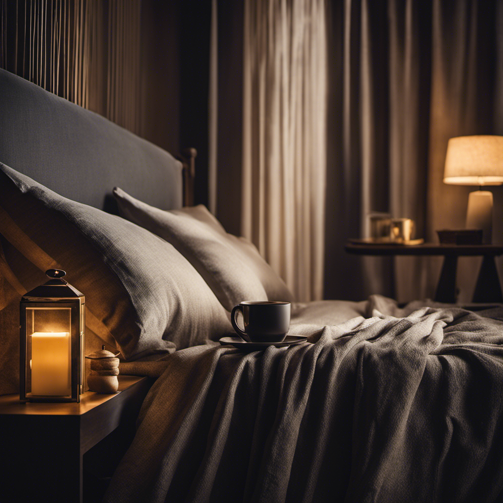 An image showcasing a serene bedroom at night, softly illuminated by moonlight filtering through curtains