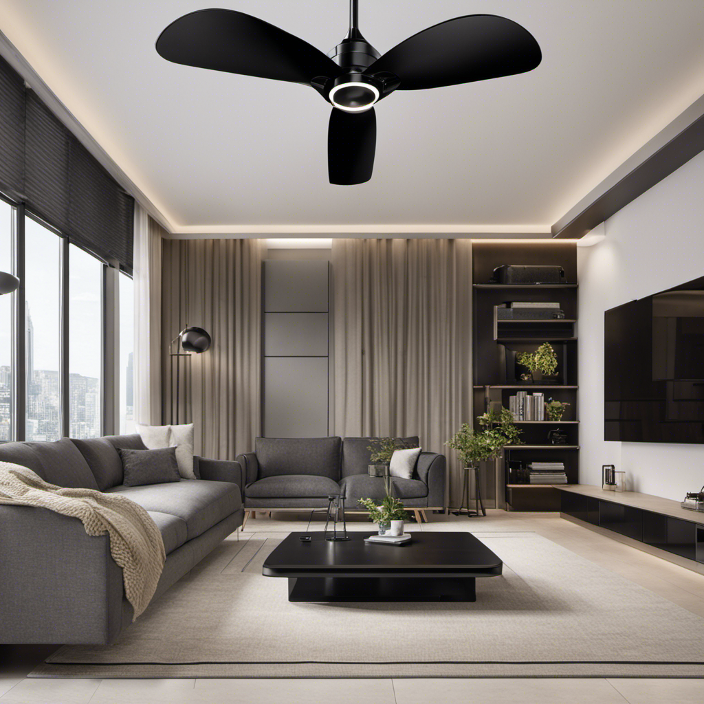 An image that showcases the sleek design of the Dreo Tower Fan 42 Inch, featuring its slim profile, black finish, and a touch control panel with LED display
