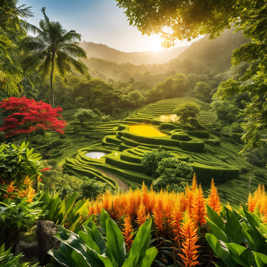 An image showcasing a serene Filipino garden scene