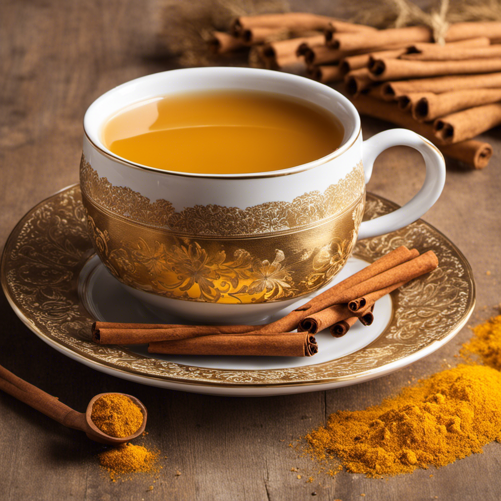 an enchanting moment with a steaming cup of Four O'clock Turmeric Cinnamon Tea