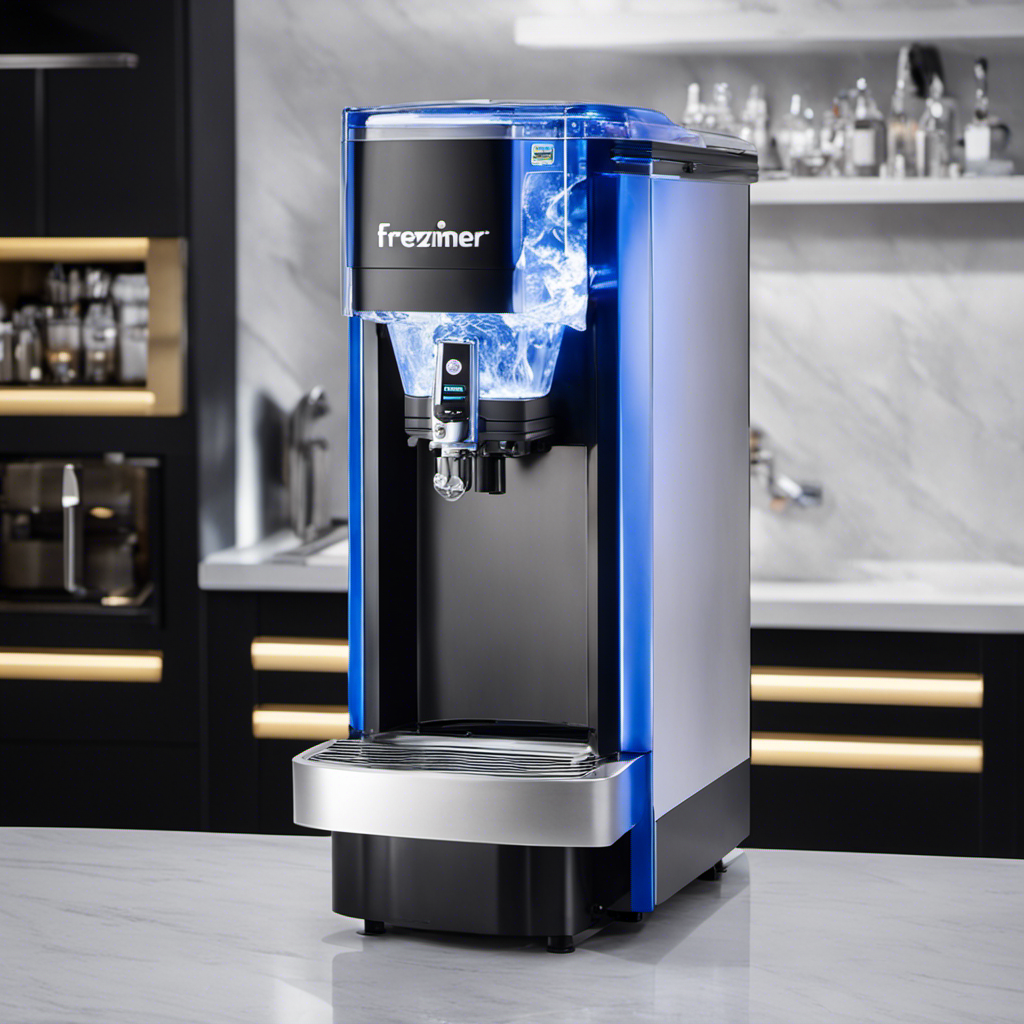 An image showcasing the Freezimer DreamiceX1 in action, capturing its lightning-fast ice-making process