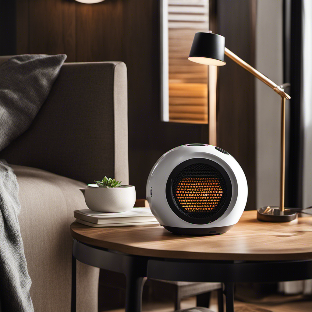 An image showcasing the Givebest Portable Electric Space Heater in action, emitting cozy warmth with its sleek, compact design, adjustable thermostat, and powerful heat output, making it the perfect companion for chilly nights