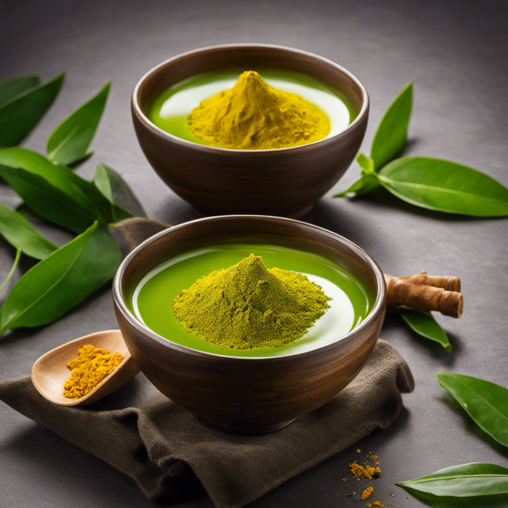 An image showcasing the natural beauty of a Green Tea and Turmeric Mask