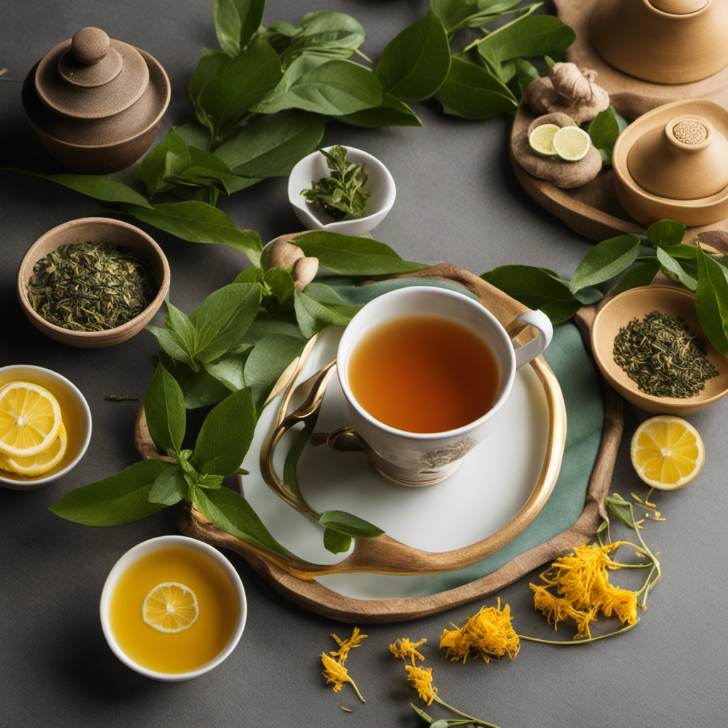 An image showcasing a serene, minimalist tea set-up