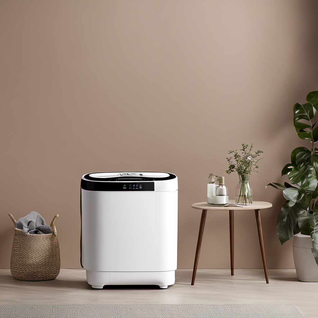 An image that captures the convenience of the HABUTWAY Portable Washing Machine: a compact, sleek device with adjustable settings and a transparent lid, effortlessly washing clothes while fitting seamlessly into any space