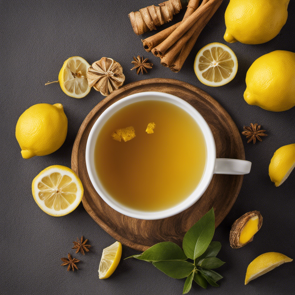 the essence of a cozy winter morning with a steaming mug of Homemade Lemon Ginger Turmeric Tea