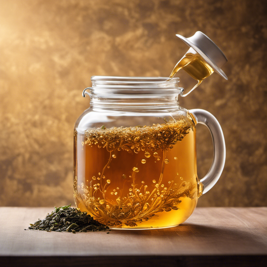 Rizing image showcasing a glass jar filled with freshly brewed tea kombucha