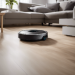 An image that showcases an Ecovacs cleaning session in progress, capturing the robot diligently navigating the room, efficiently vacuuming and mopping the floor, while avoiding obstacles and leaving a spotless trail behind