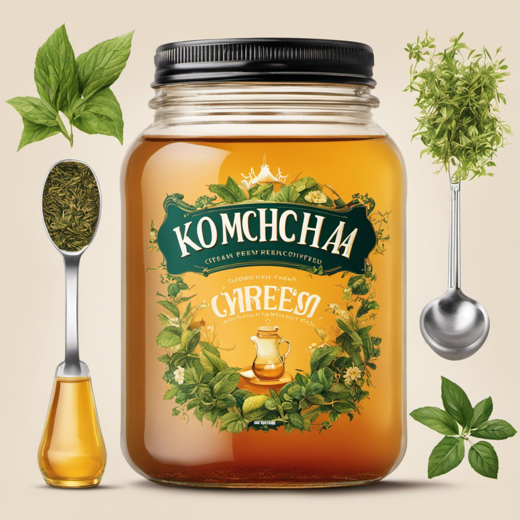 An image showcasing a glass gallon jar filled with a vibrant golden Kombucha brew