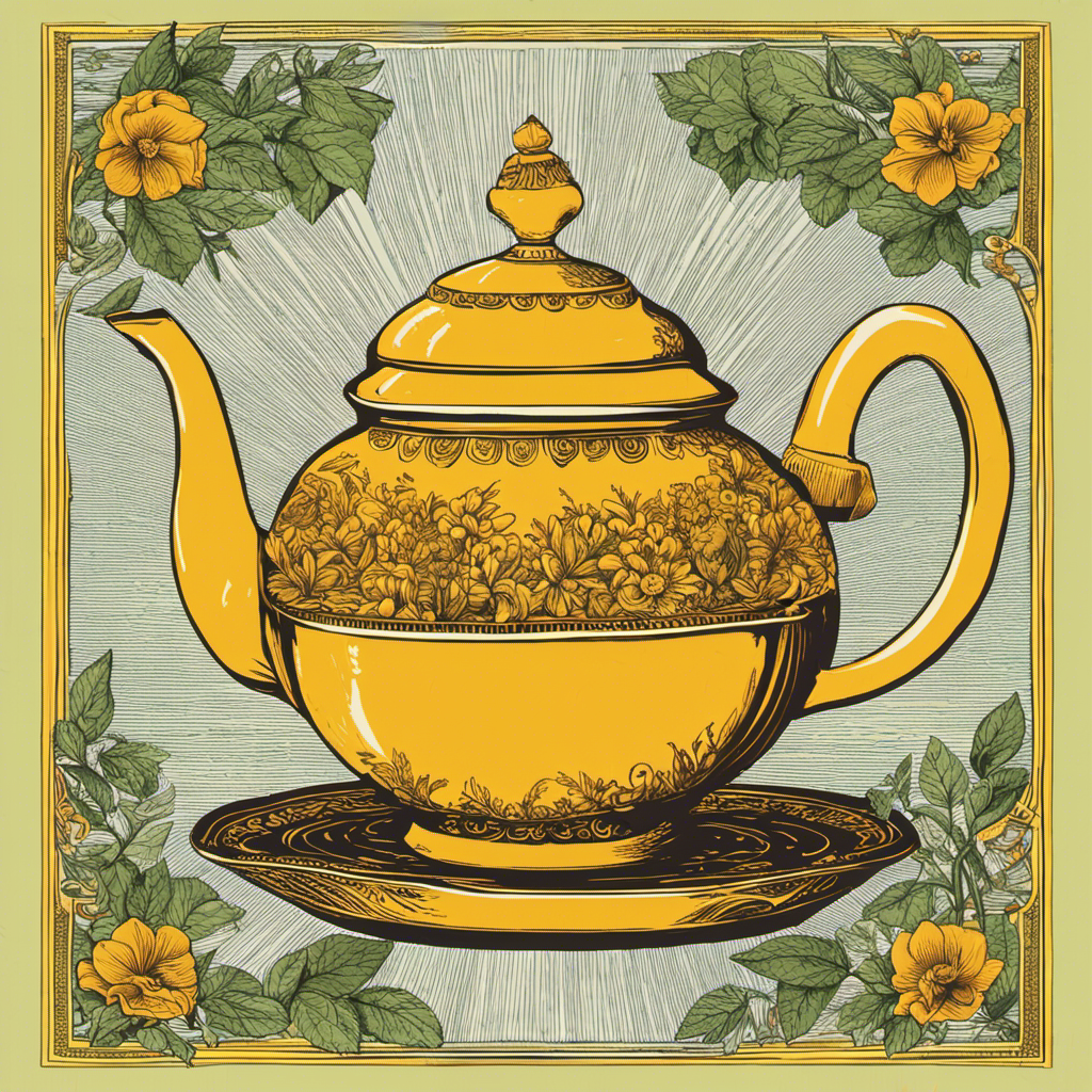 An image showcasing a steaming teapot, filled with a golden-hued turmeric-infused tea