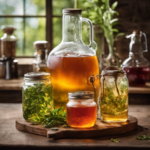 An image showcasing the step-by-step process of brewing alcoholic kombucha tea