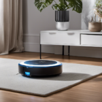 An image showcasing a well-lit room with an Ecovacs Deebot positioned next to its charging dock