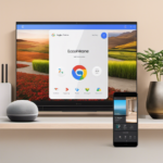 An image showcasing a smartphone screen displaying the Google Home app homepage, with the Ecovacs Deebot 900 vacuum cleaner icon highlighted, emphasizing the process of linking the two devices