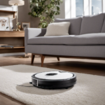 An image that showcases an Ecovacs robotic vacuum effortlessly gliding over a luxuriously thick rug, displaying its superior navigation skills