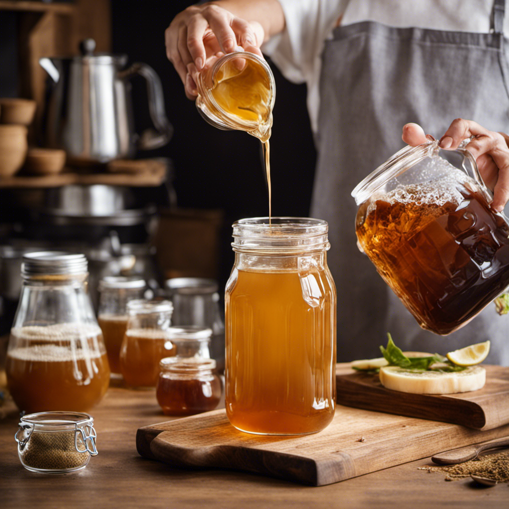 An image capturing the step-by-step process of brewing Kombucha from Chai Tea