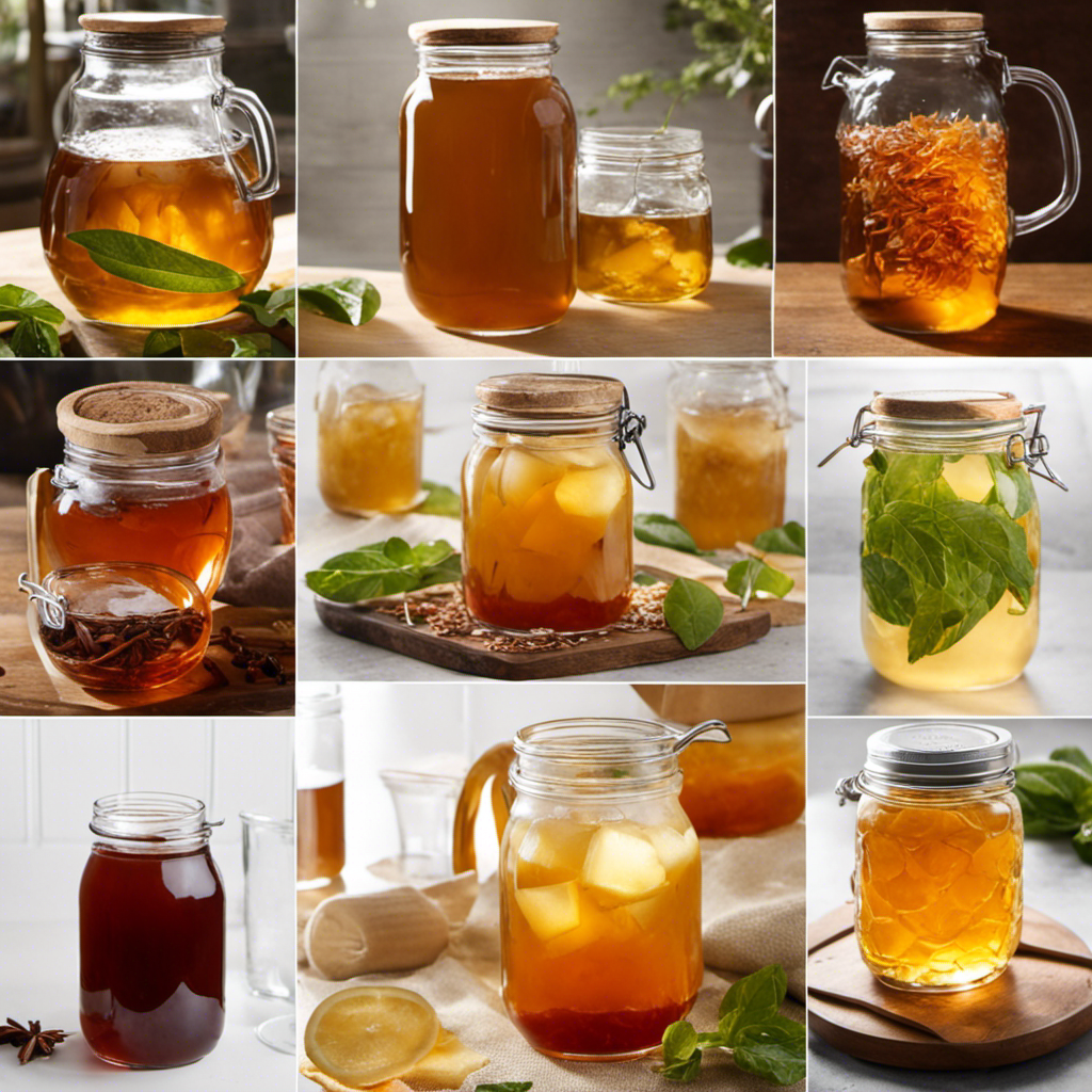 An image showcasing the step-by-step process of making Kombucha tea from scratch